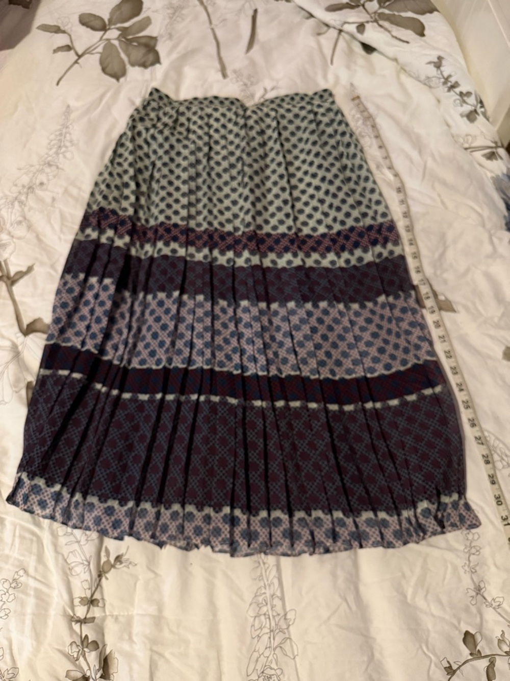 Anthropologie Pleated Midi Skirt in Blue and Navy